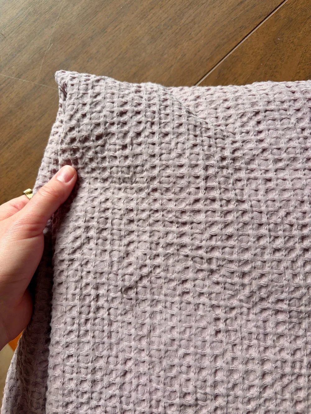 Threshold Waffle Weave Shower Curtain in Ash Rose
